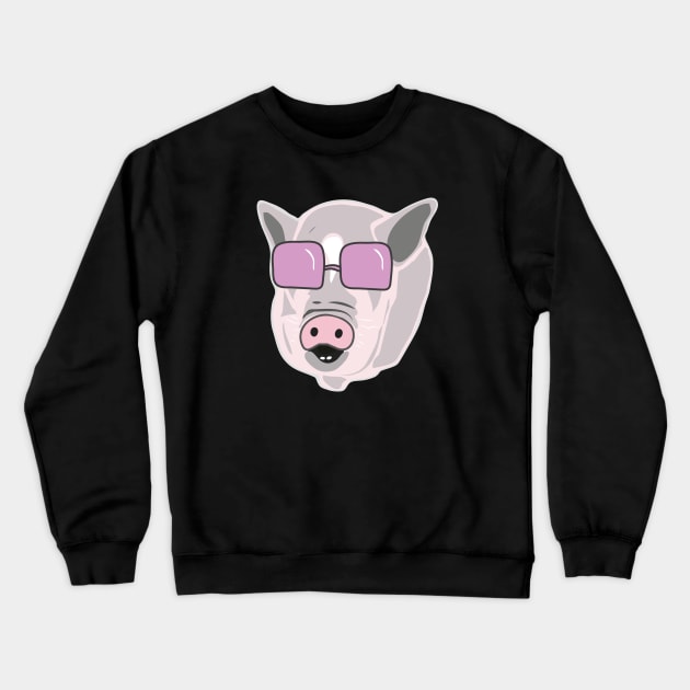 Cool Potbelly Pig Wearing Sunglasses Crewneck Sweatshirt by FruitflyPie